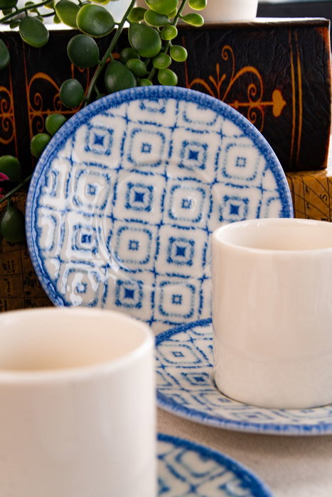 Hermia Meyra 12 Juego de Tazas de Café y Platos de Porcelana